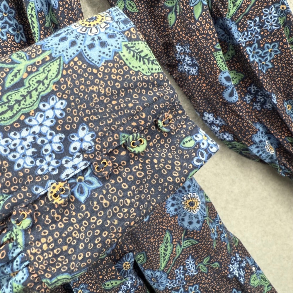 Summersalt The Countryside Poplin Tiered Shirtdress Rustic Floral in Midnight L - Picture 4 of 14